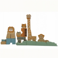 Animalele junglei din cuburi de lemn natur, Egmont Toys