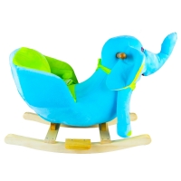 Elefant balansoar pentru bebelusi, lemn + plus, albastru, 60x34x45 cm