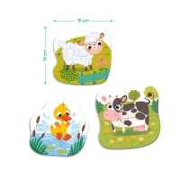 Puzzle 3 in 1 - Animalutele de la ferma (2,3,4 piese)