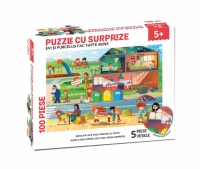 Puzzle cu surprize - Evi si Purcelus fac fapte bune (100 piese)