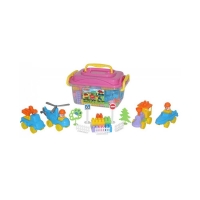 Set cuburi+jucarii, 128pcs/cutie, 37x24x21 cm, POLESIE