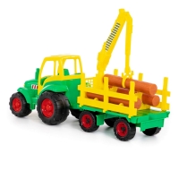 Tractor cu remorca lemne - Champion, 68x22x26 cm, Polesie