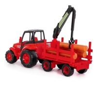 Tractor cu remorca lemne - Champion, 68x22x26 cm, Polesie