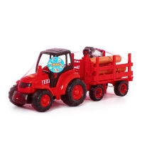 Tractor cu remorca lemne - Champion, 68x22x26 cm, Polesie