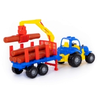 Tractor cu remorca + lemne - Hardy, 47x13x20 cm, Polesie