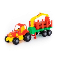 Tractor cu remorca + lemne - Hardy, 47x13x20 cm, Polesie