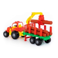 Tractor cu remorca + lemne - Hardy, 47x13x20 cm, Polesie