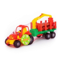 Tractor cu remorca + lemne - Hardy, 47x13x20 cm, Polesie