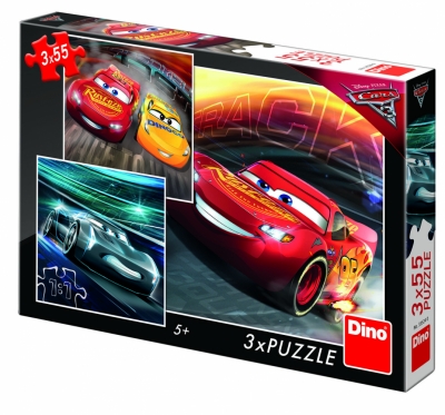 Puzzle 3 in 1 - Cars 3: Cursa cea mare (3 x 55 piese)