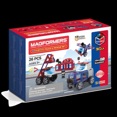 Set magnetic de construit- Magformers, masini interventie