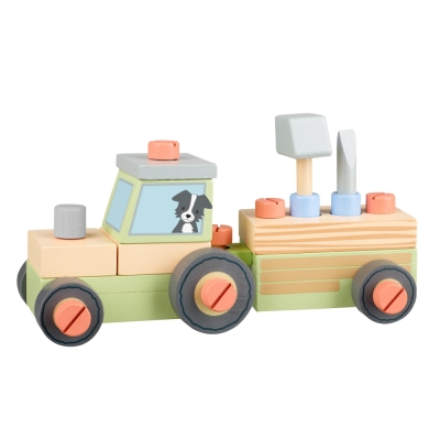 Tractor din lemn de asamblat, Orange Tree Toys