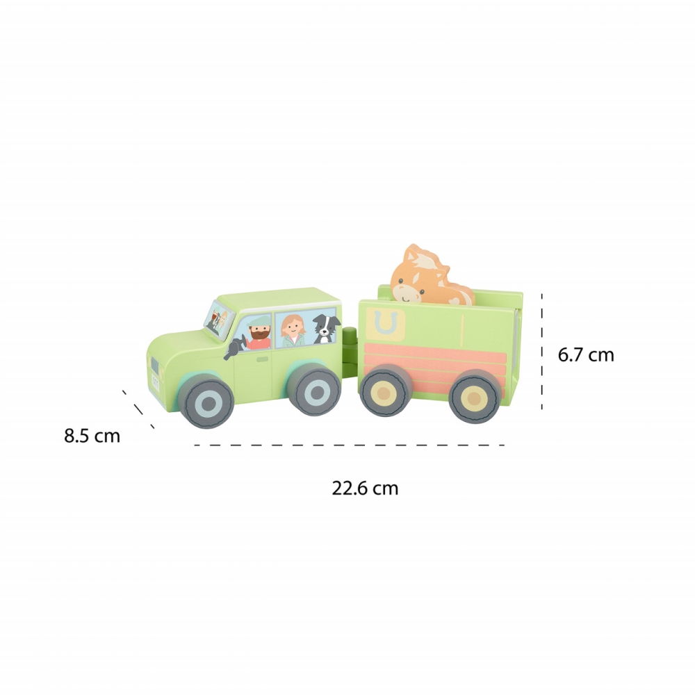 Camion din lemn pentru transport animale de ferma, Orange Tree Toys