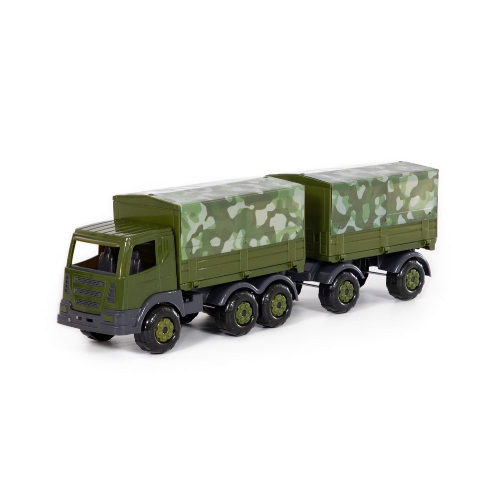 Camion militar cu prelata si remorca - SuperTruck, 71x16x22 cm,