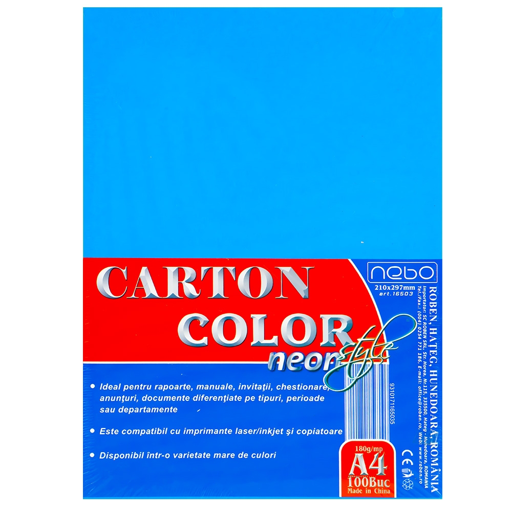 Carton color A4 180g NEON Set 100 - NEBO