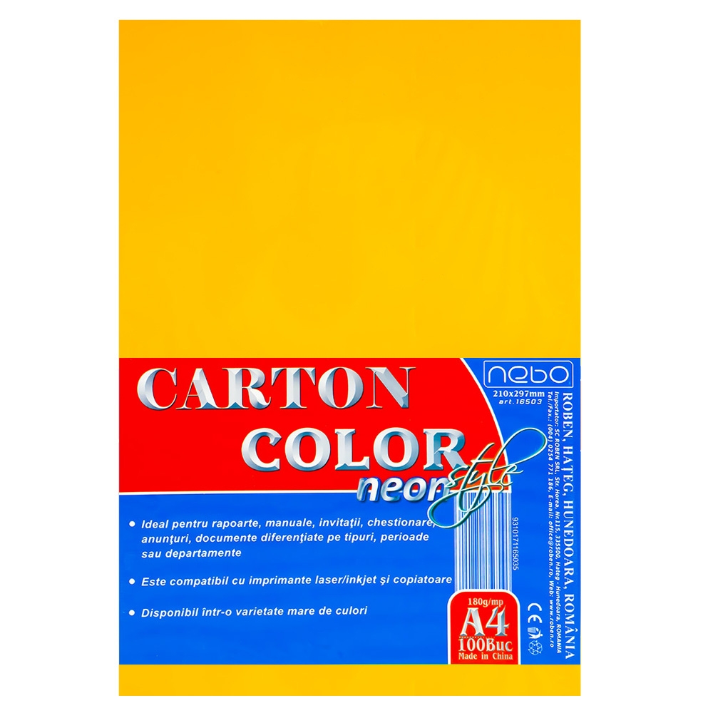 Carton color A4 180g NEON Set 100 - NEBO