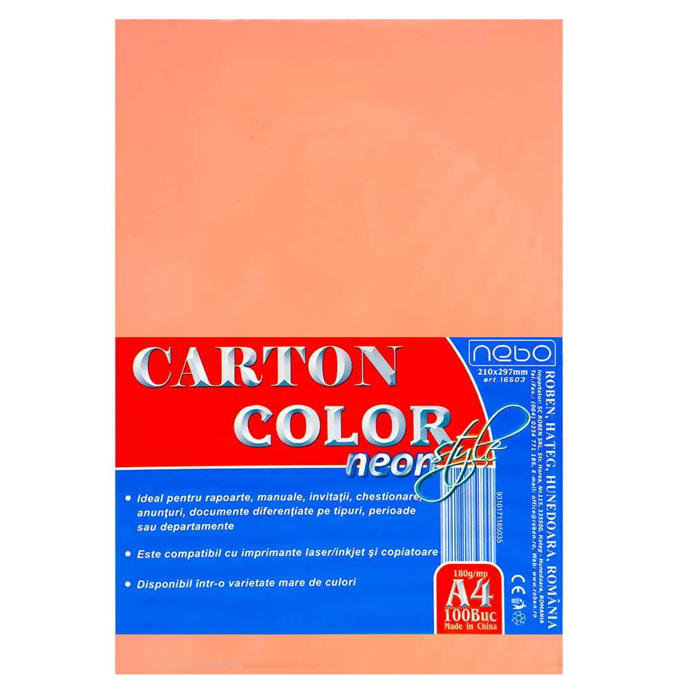 Carton color A4 180g NEON Set 100 - NEBO