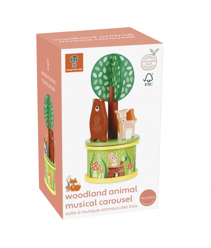 Carusel muzical cu animale de padure, Orange Tree Toys