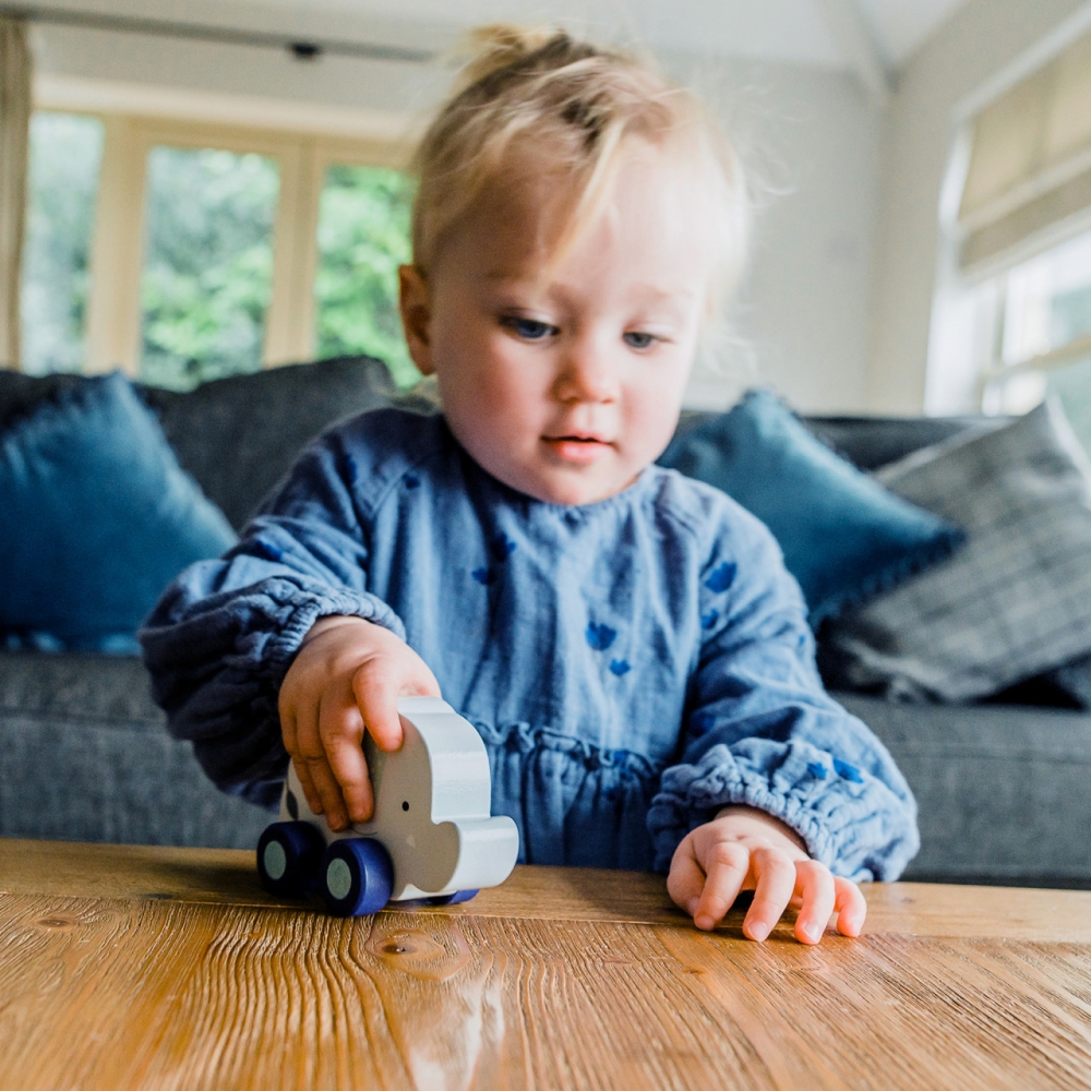 Elefant - jucarie din lemn cu roti, Orange Tree Toys