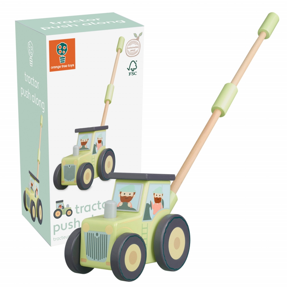 Jucarie de impins tractor, Orange Tree Toys