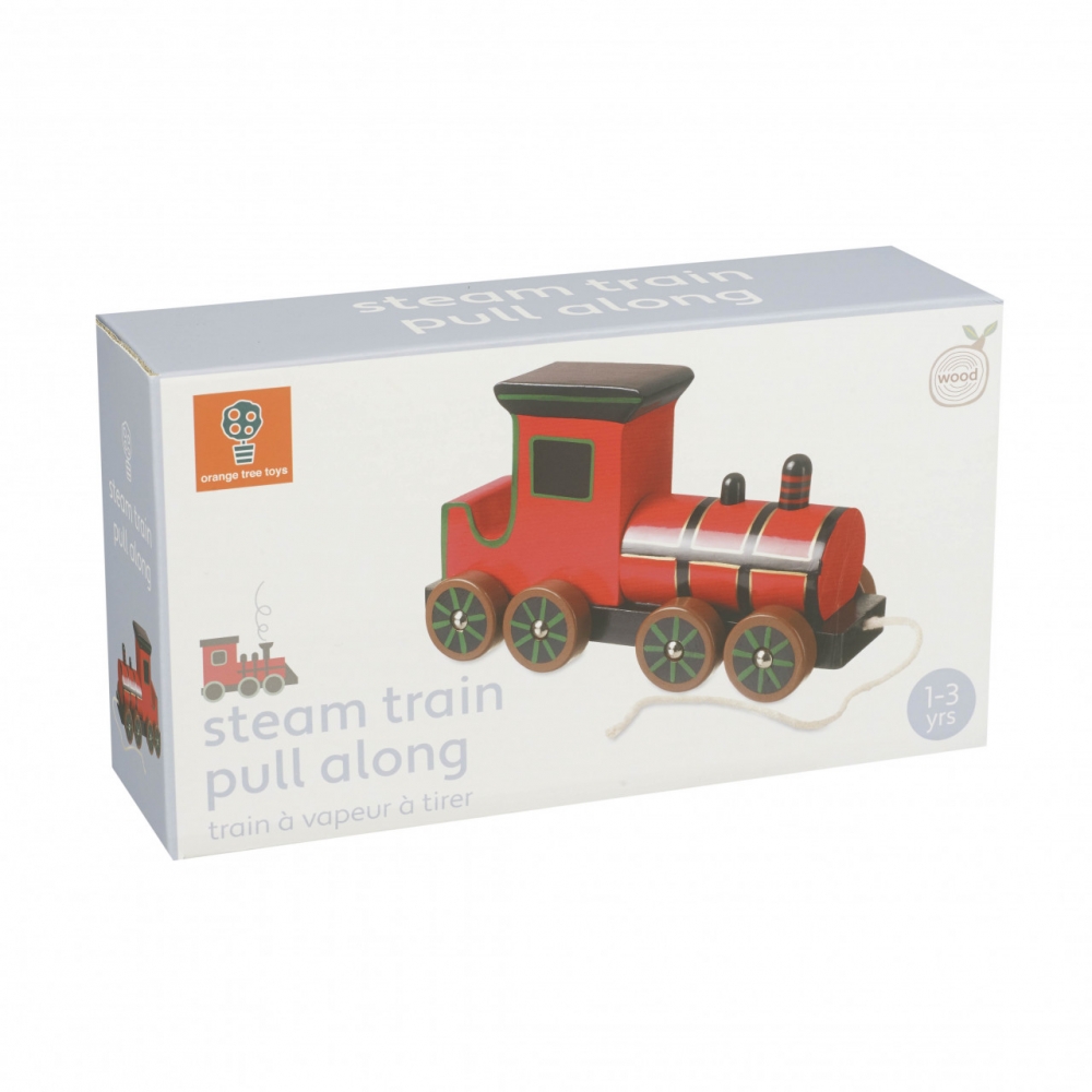 Jucarie de tras Locomotiva cu aburi, Orange Tree Toys