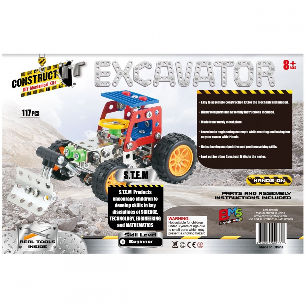 Kit STEM Tractor cu cupa de excavatie, nivel incepator