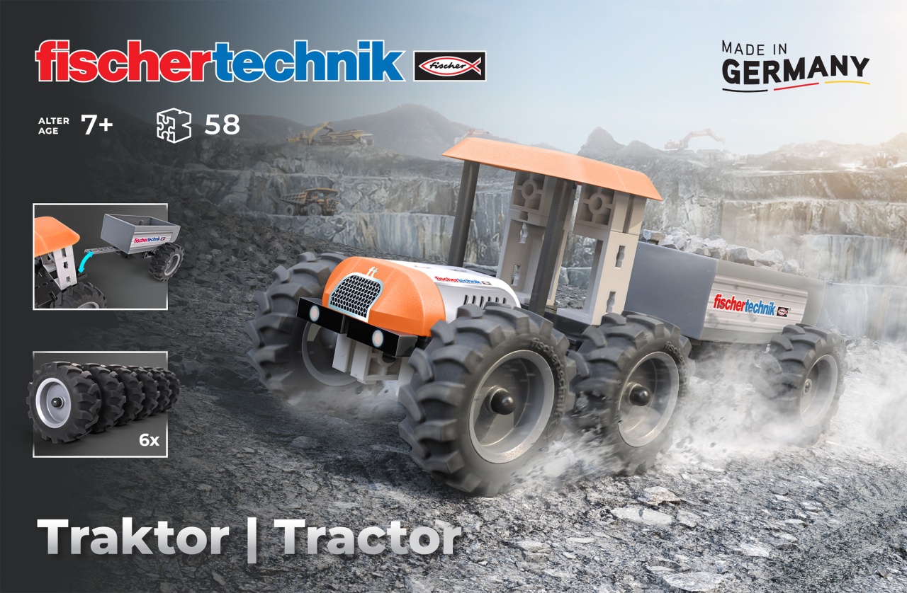 Kit STEM Tractor de asamblat si manevrat, Fischertechnik