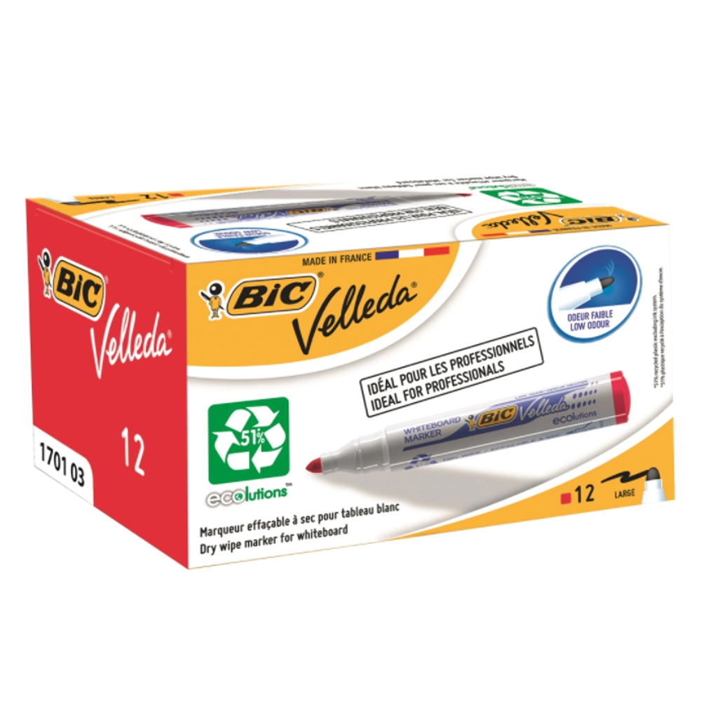 Marker ECO Velleda 1701 rosu 12/cutie - BIC