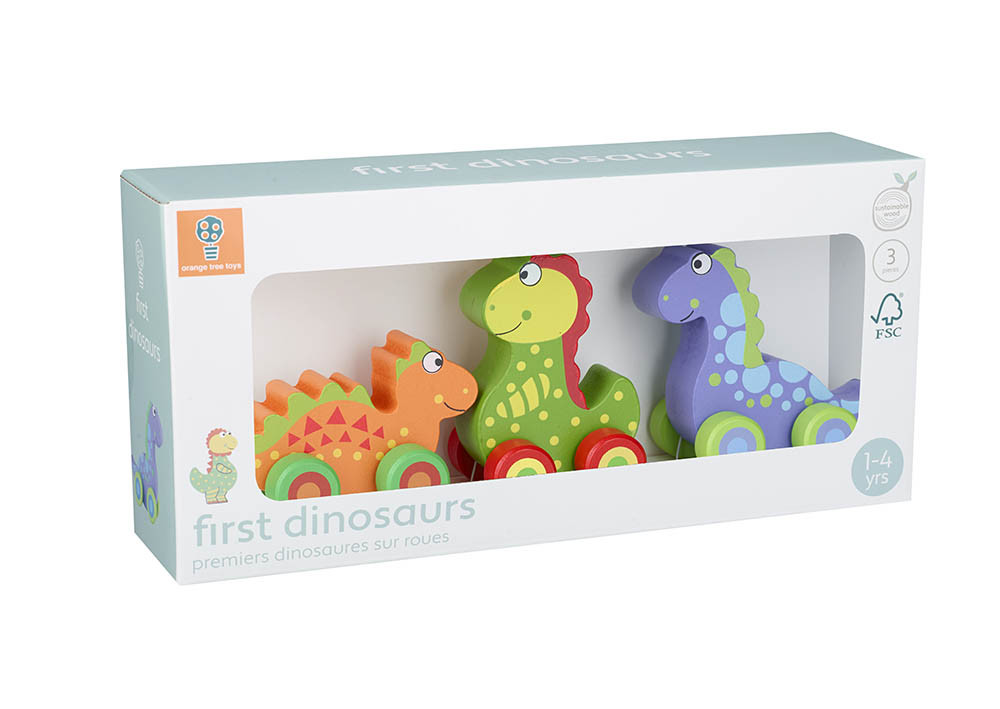 Primii mei dinozauri - set jucarii cu roti, Orange Tree Toys