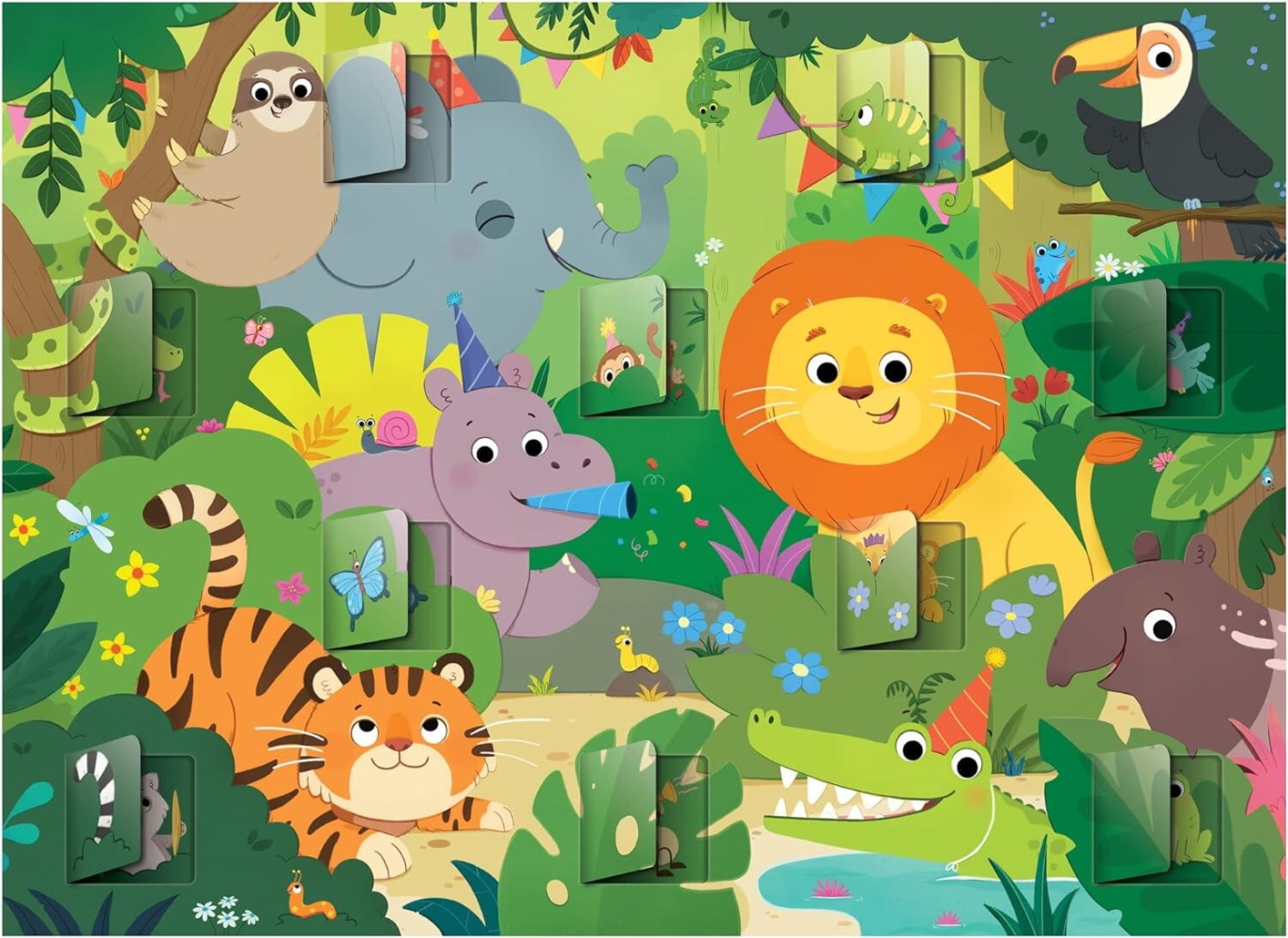 Puzzle deschide ferestrele - Jungla ( 20 piese)