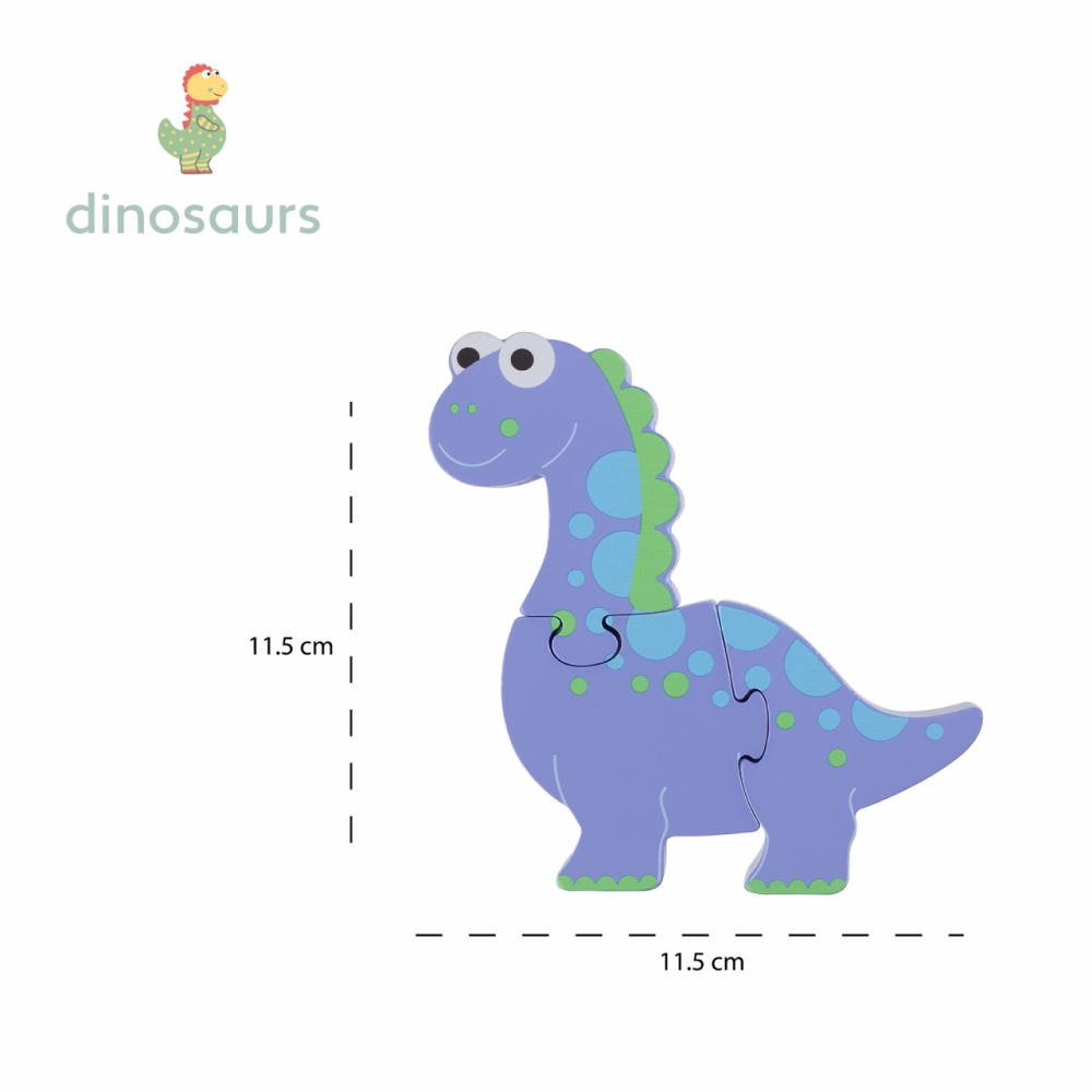 Puzzle dinozaur din lemn - Diplodocus, Orange Tree Toys