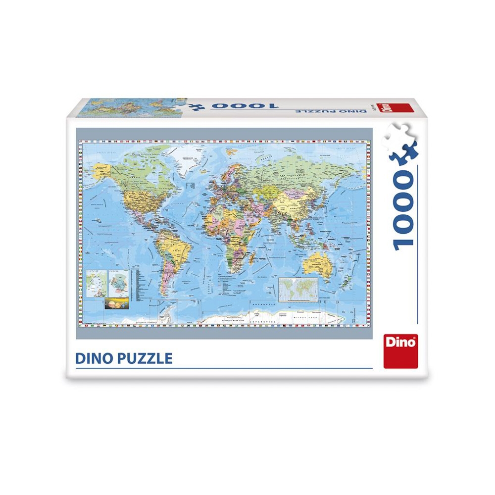 Puzzle 1000 piese, Harta politica a lumii - DINO TOYS