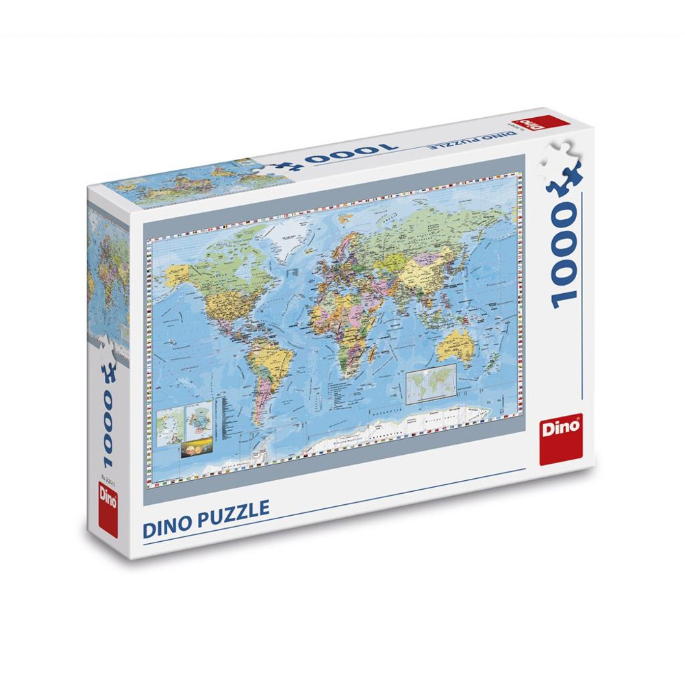 Puzzle 1000 piese, Harta politica a lumii - DINO TOYS