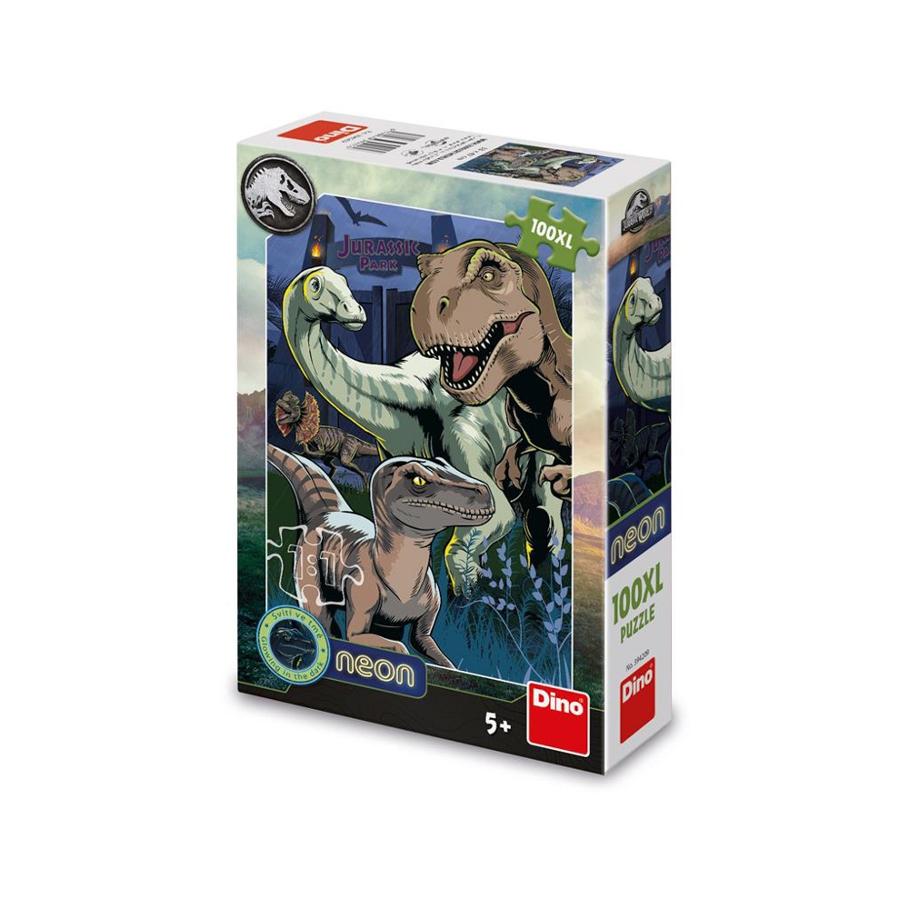 Puzzle 100 piese, neon, Jurasic World - DINO TOYS