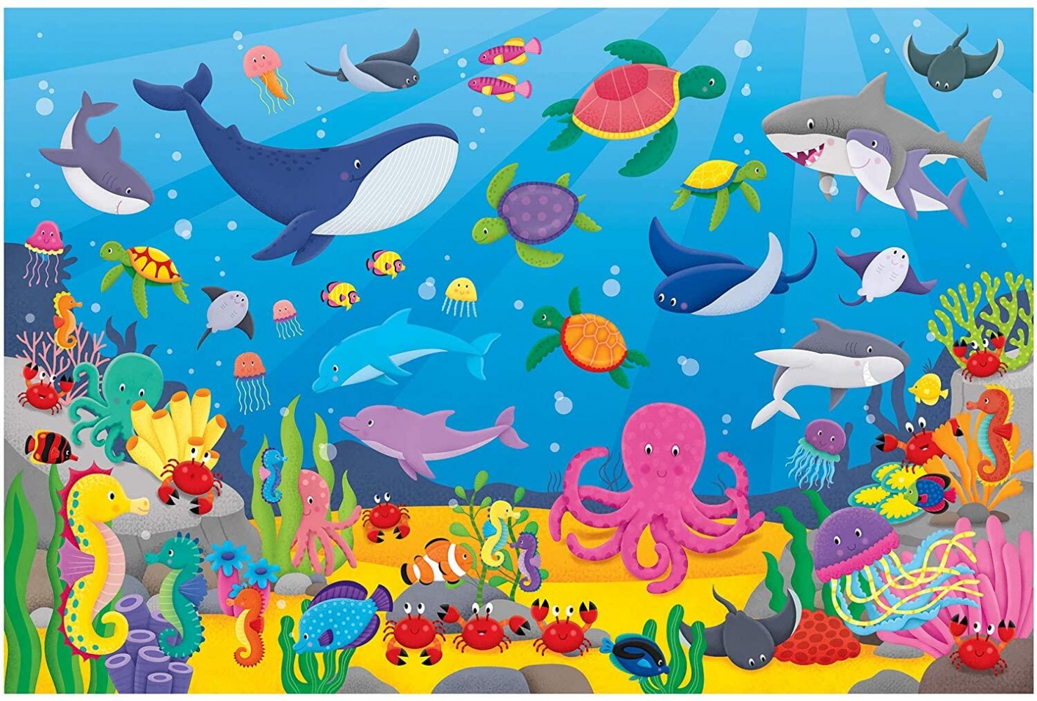 Puzzle Podea: Numaram animalute marine (30 piese)