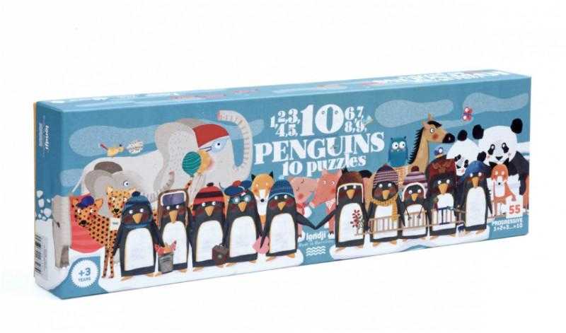 Puzzle progresiv 1,2,3..10 pinguini, Londji