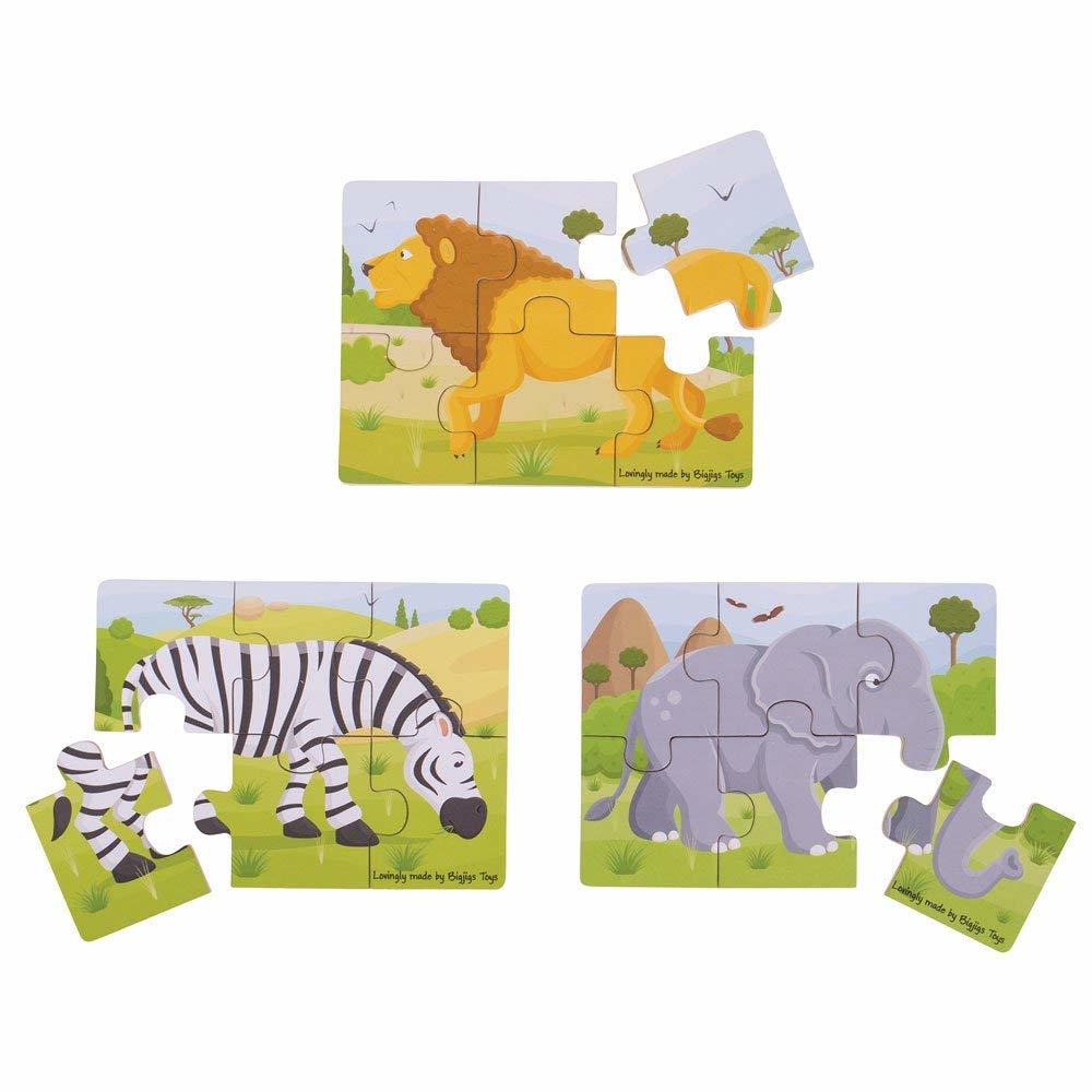 Set 3 puzzle din lemn - Jungla Vesela