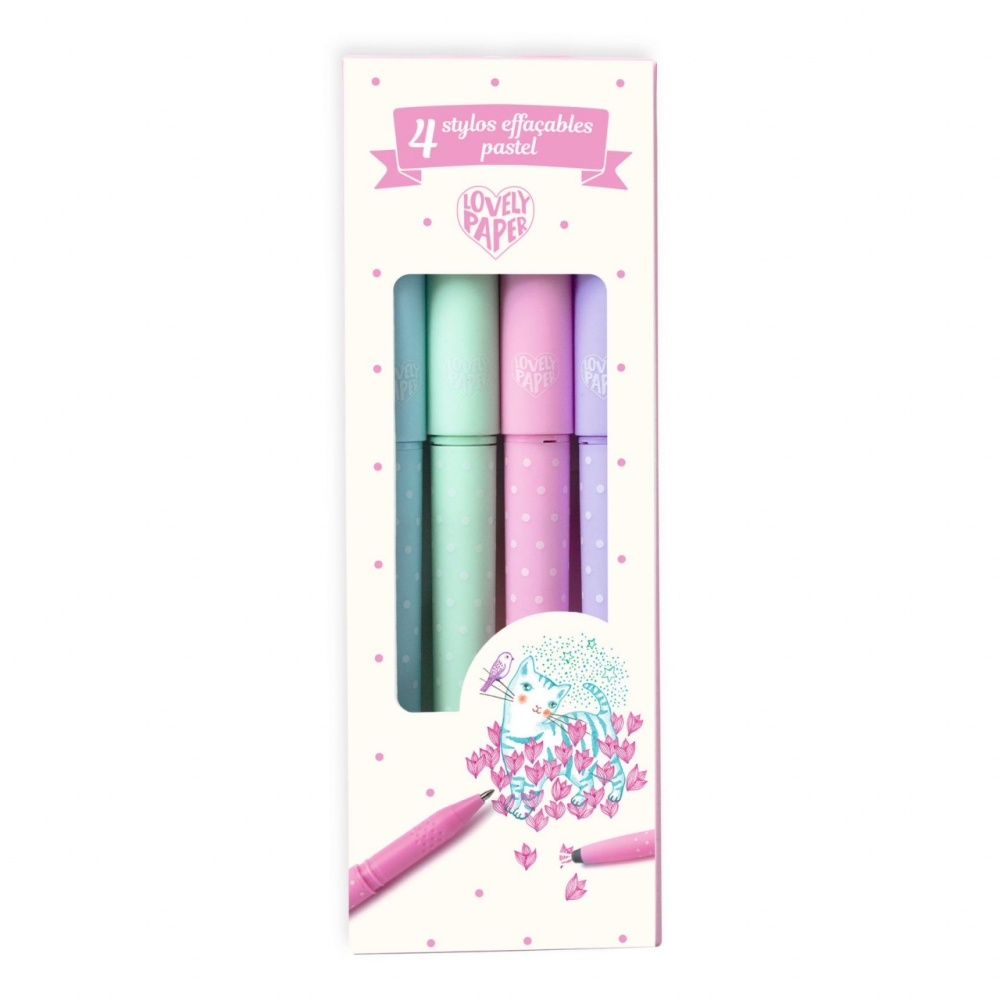 Set 4 pixuri cu radiera culori pastel, Djeco