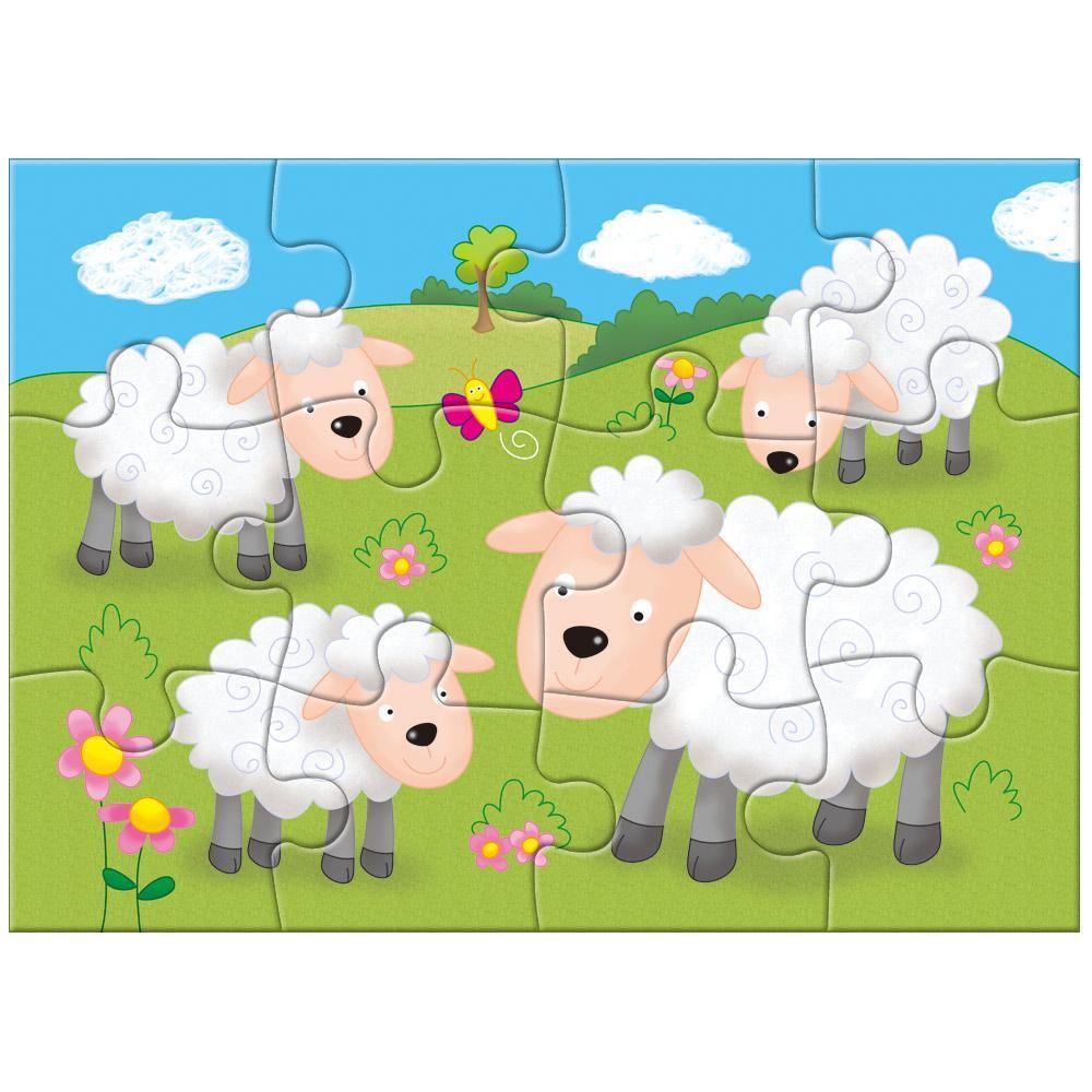 Set 4 puzzle-uri Animale de la ferma (4, 6, 8, 12 piese)