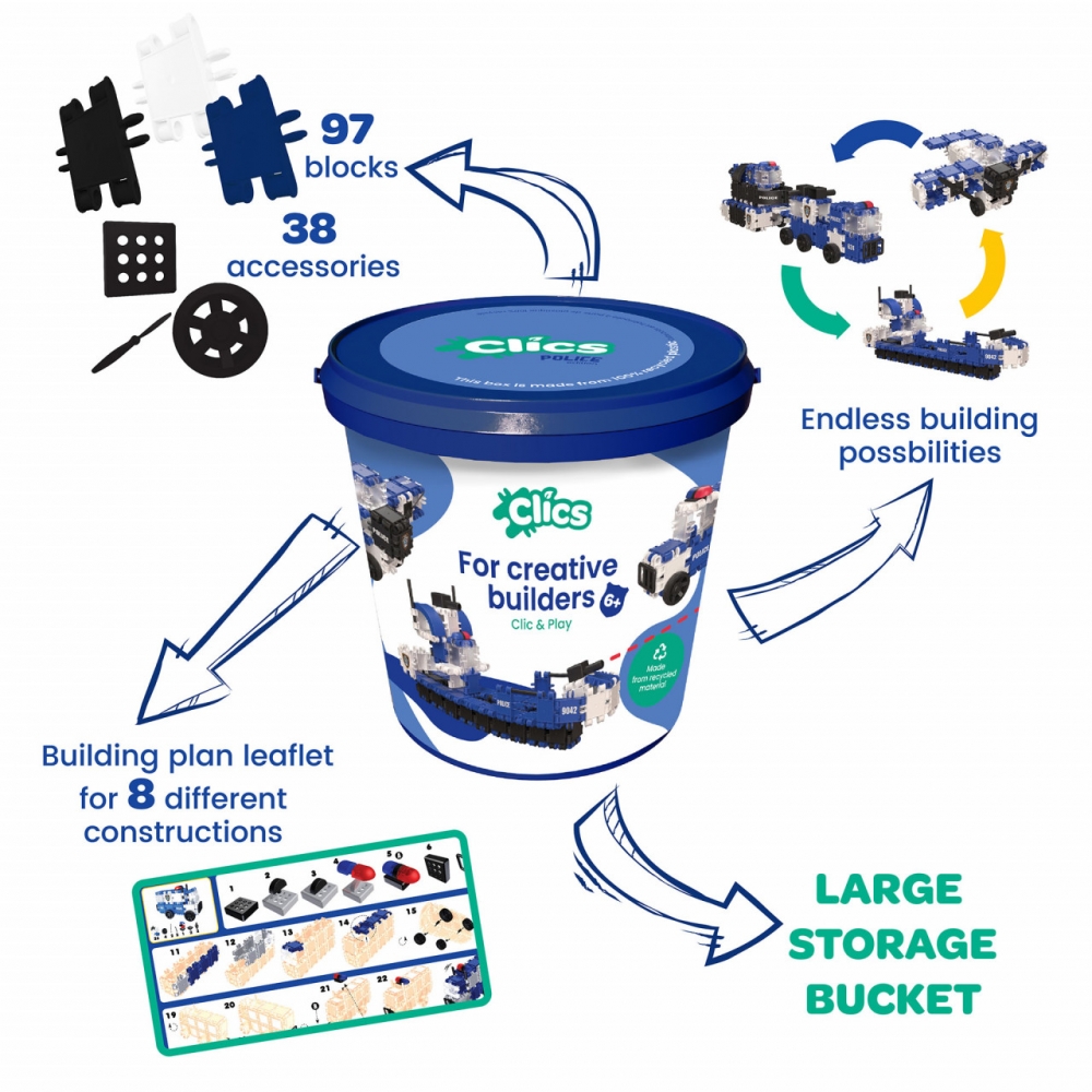 Set Clics de construit vehicule politie 8 in 1
