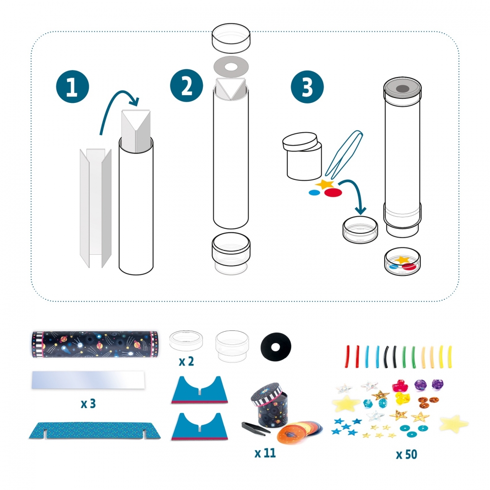 Joc creativ DIY Caleidoscop Imersiune in spatiu, Djeco