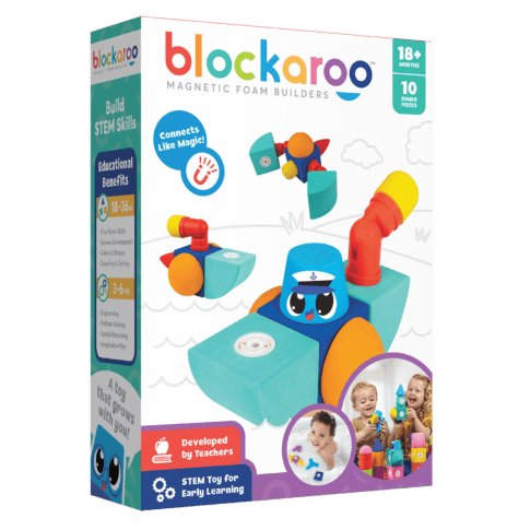 Set cuburi din spuma cu magnet Blockaroo, Barca 10 piese