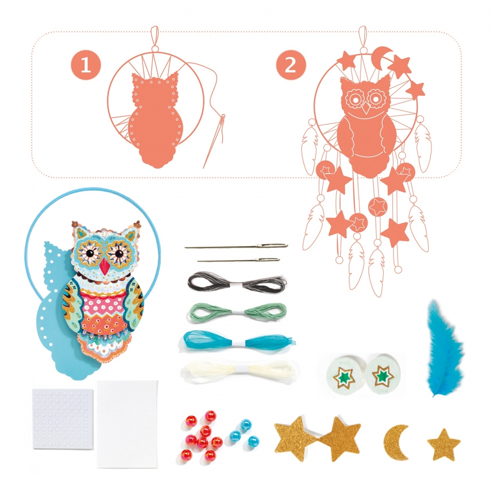 Joc creativ DIY Dreamcatcher bufnita, Djeco