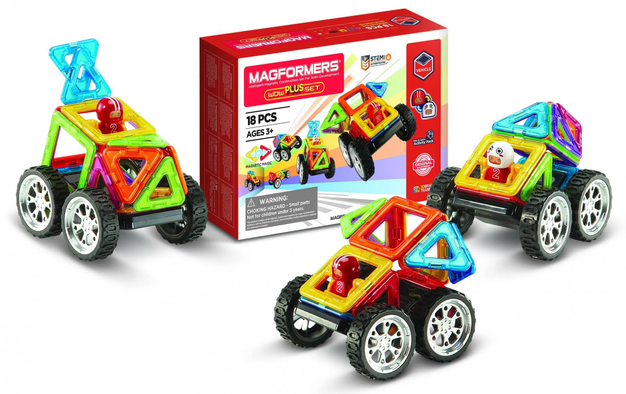 Set magnetic de construit- Magformers Wow Plus, 18 piese