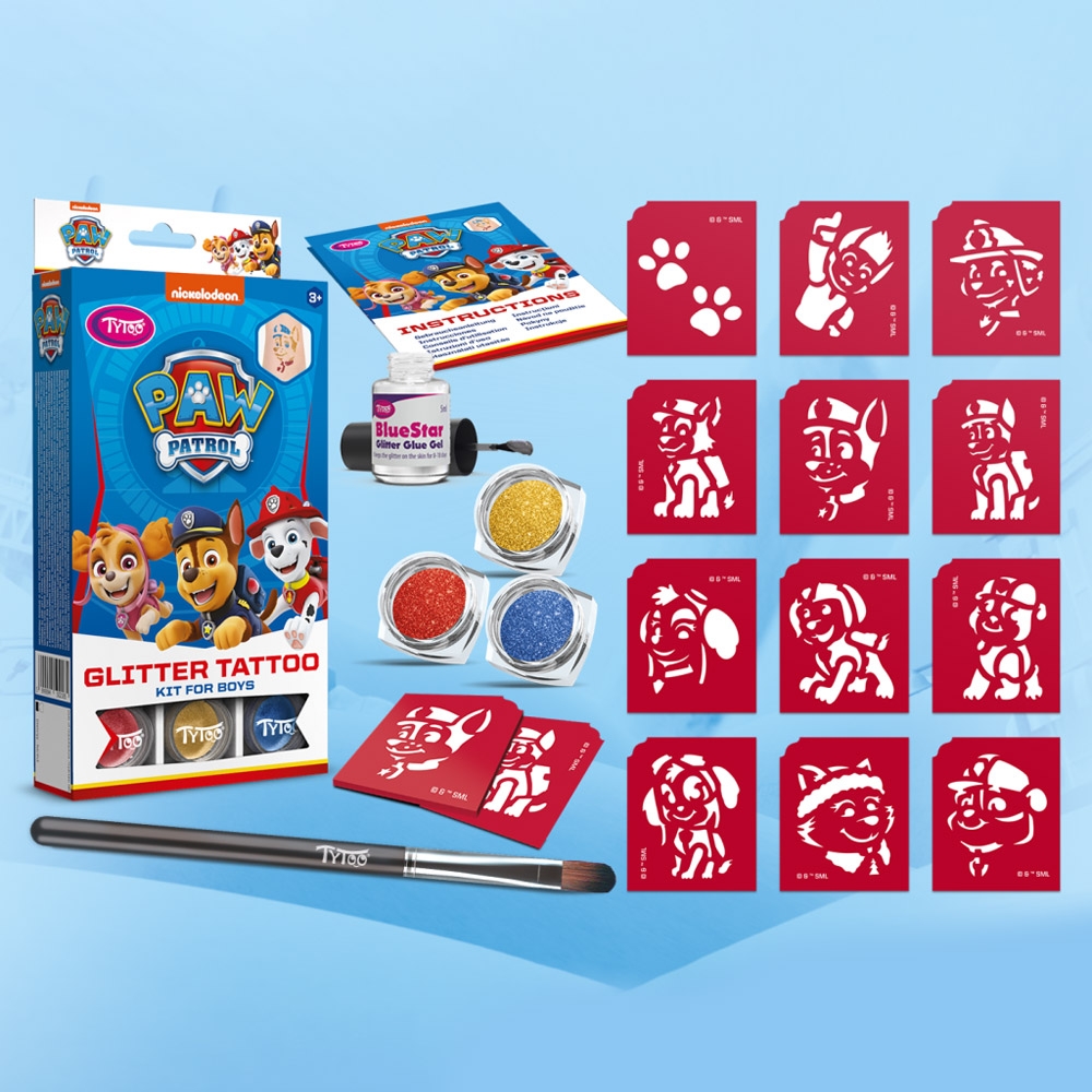 Set tatuaje cu sclipici, Paw Patrol, Baieti