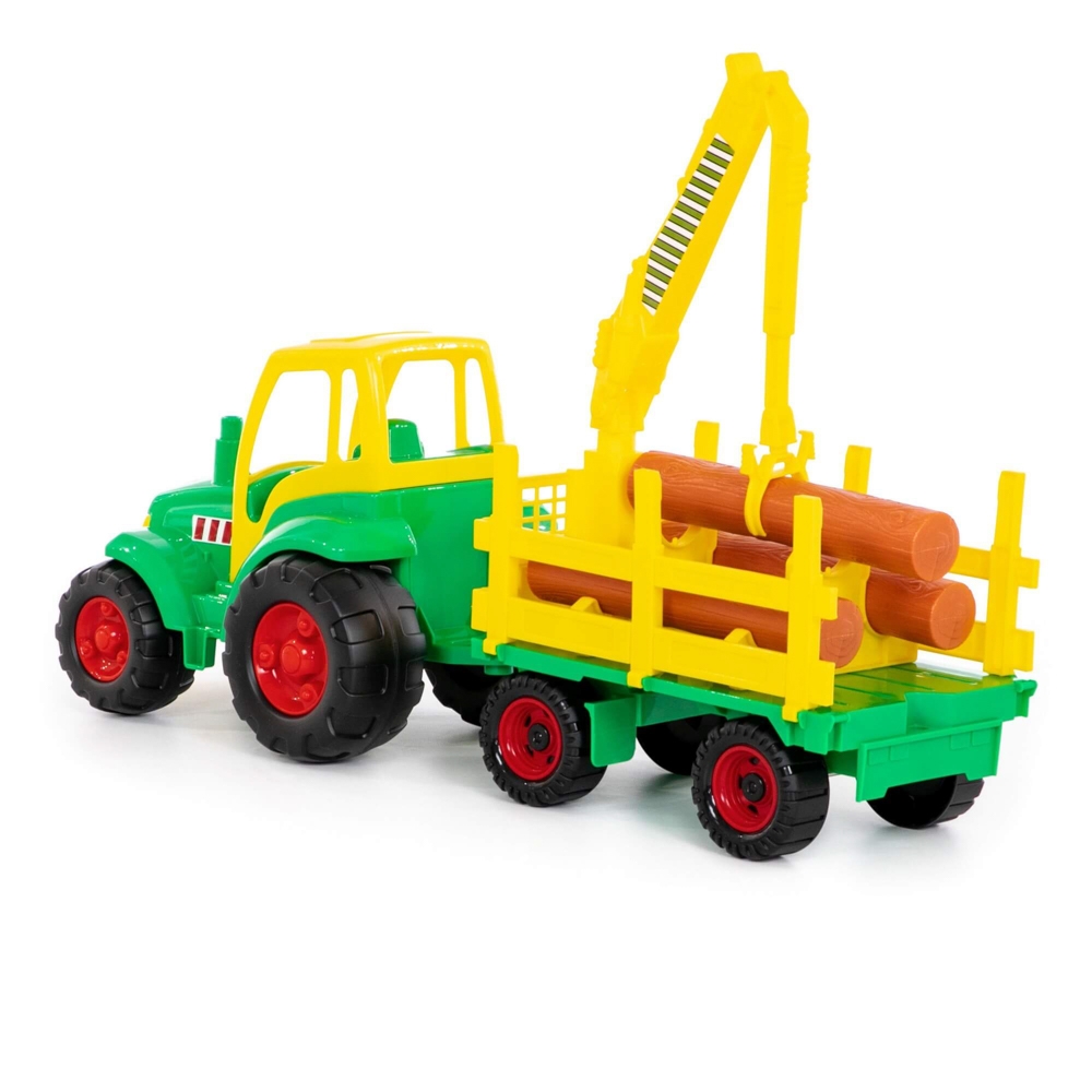 Tractor cu remorca lemne - Champion, 68x22x26 cm, Polesie