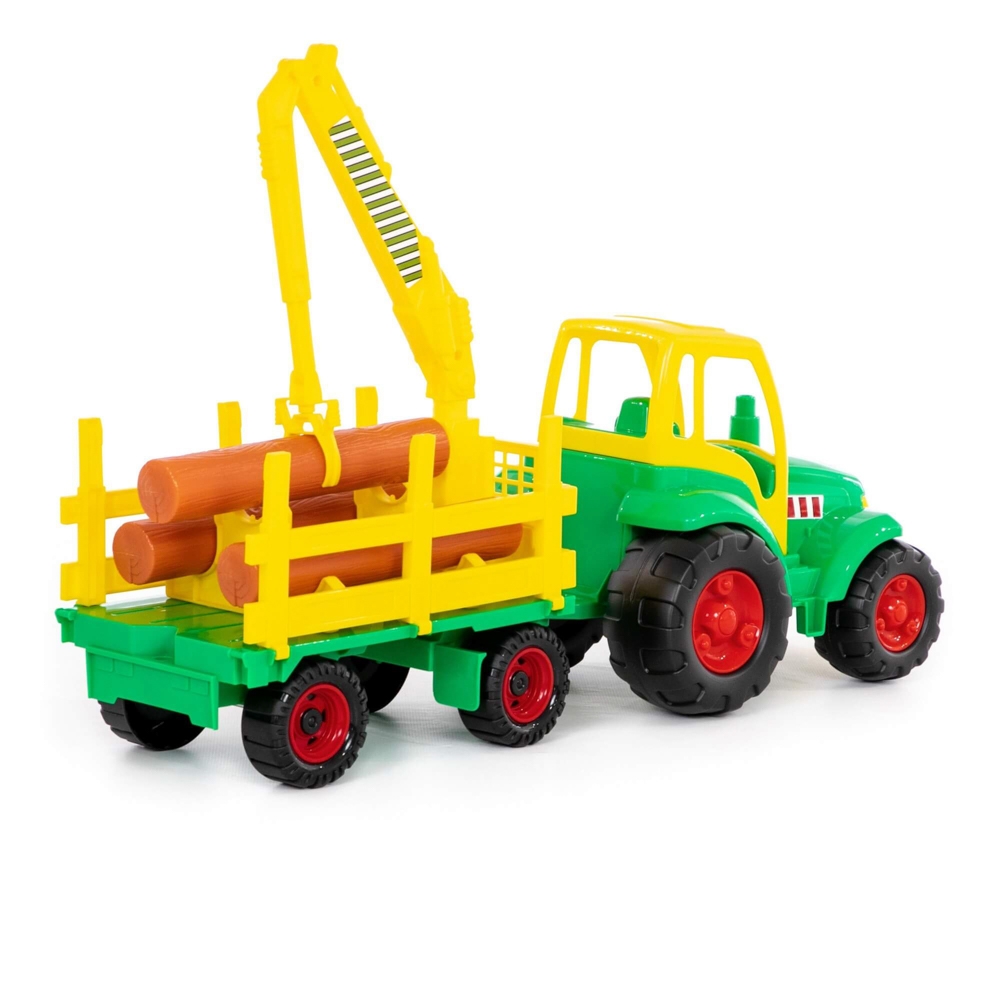 Tractor cu remorca lemne - Champion, 68x22x26 cm, Polesie