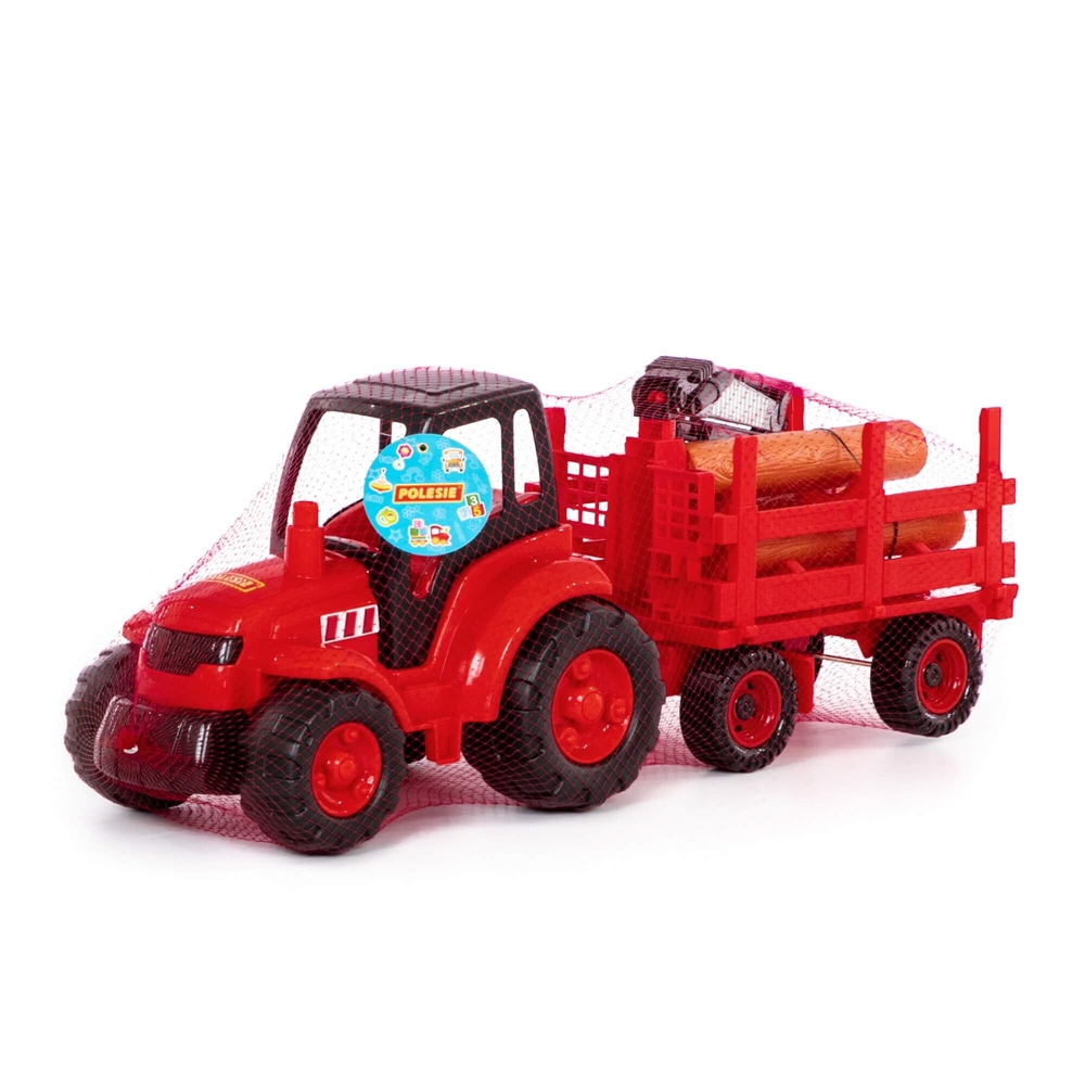 Tractor cu remorca lemne - Champion, 68x22x26 cm, Polesie