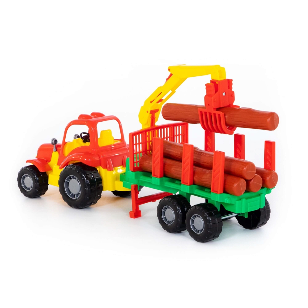 Tractor cu remorca + lemne - Hardy, 47x13x20 cm, Polesie