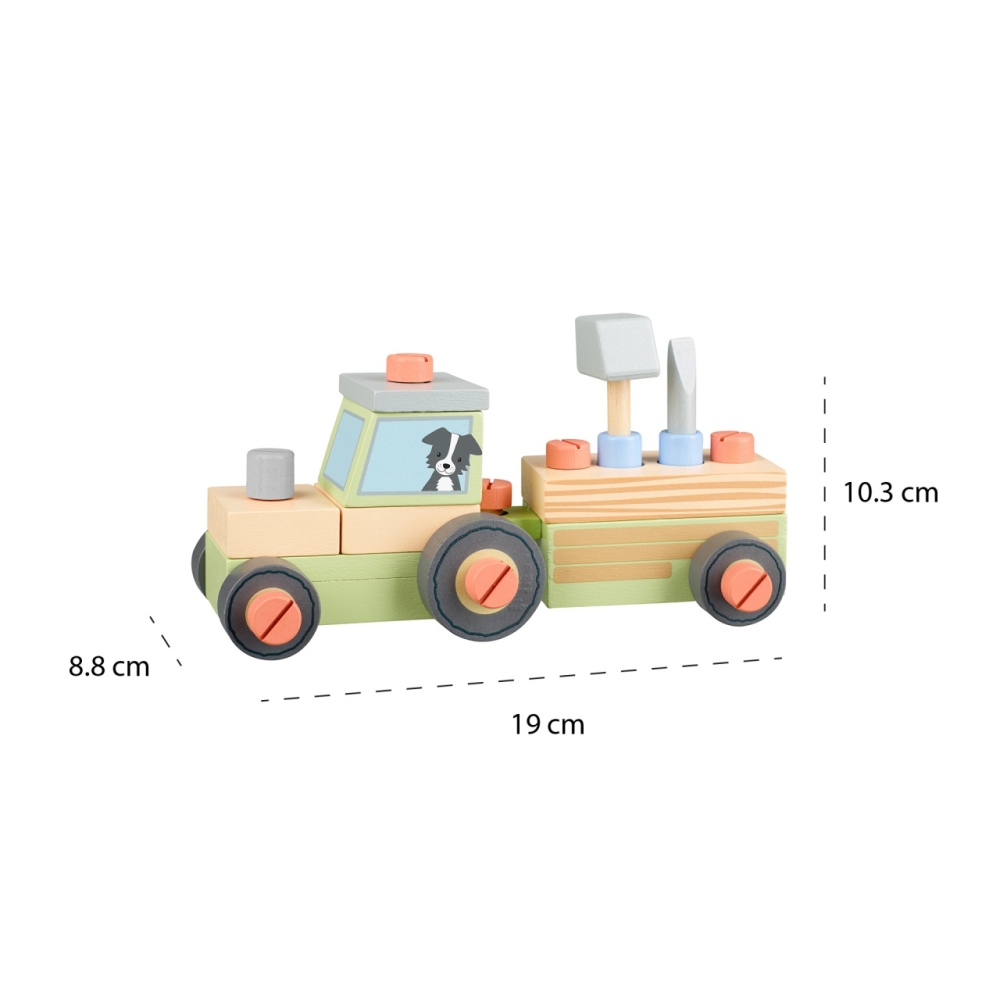 Tractor din lemn de asamblat, Orange Tree Toys