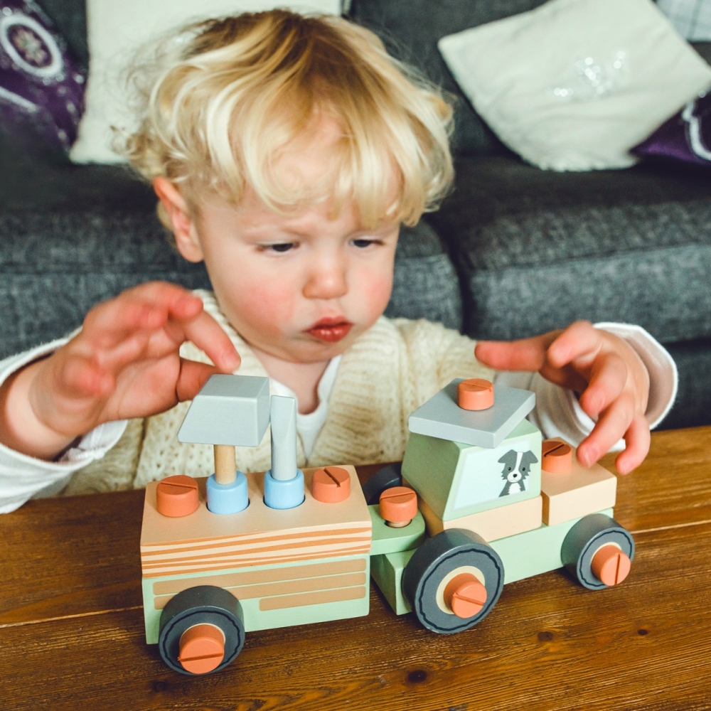 Tractor din lemn de asamblat, Orange Tree Toys